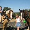 Me riding Vin and Cathie with Shrek on our way out for a "walk".